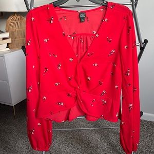 Wild Fable red floral blouse